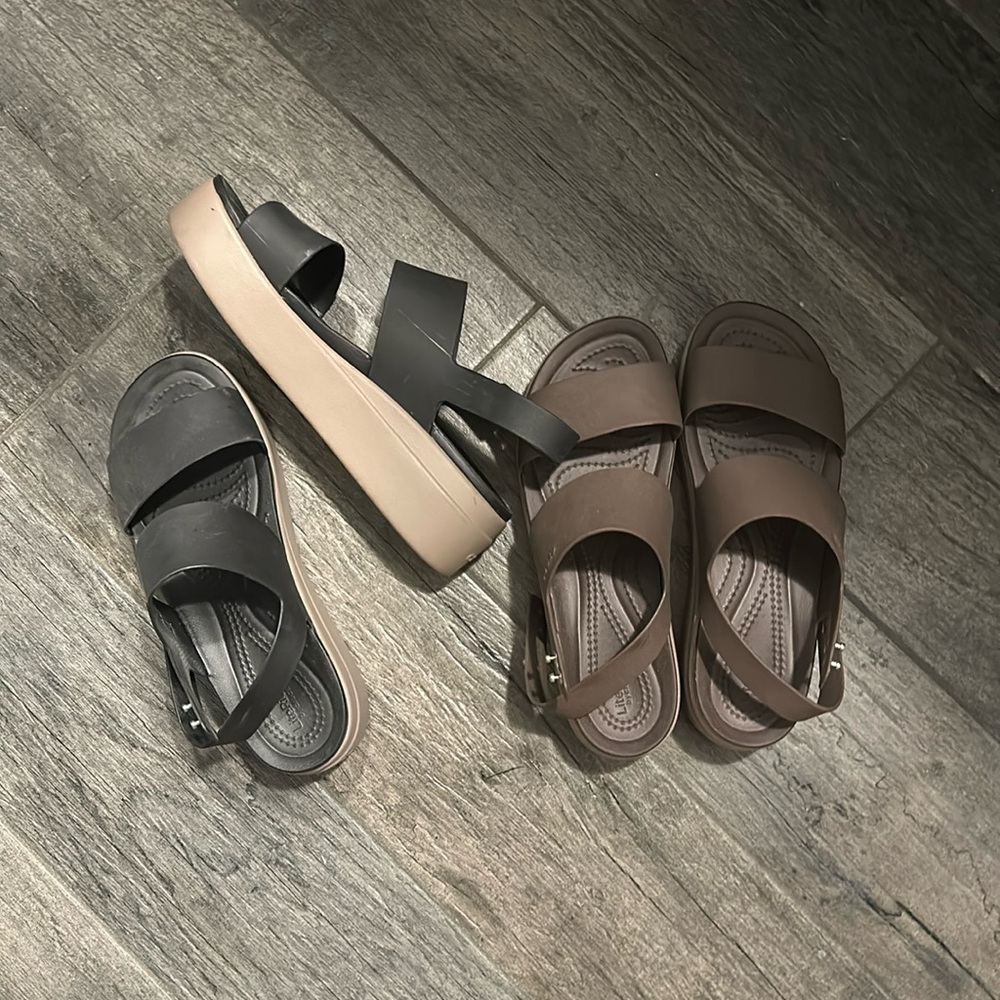 Crocs like new brown and black $20 each pair